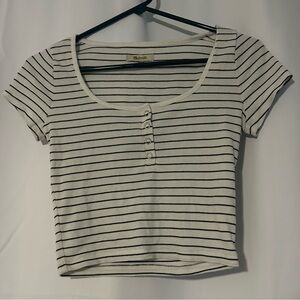 Madewell Black and White Fitted Crop T-Shirt